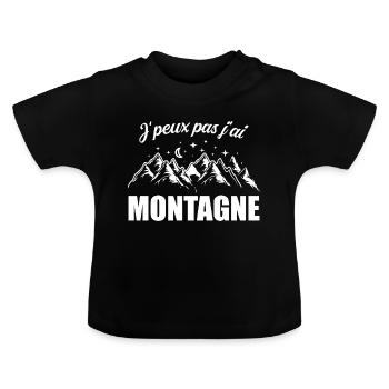 J'peux pas j'ai Montagne Humour - T-shirt bio col rond Bébé - noir - Devant