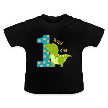 1e verjaardag. eerste verjaardag - Baby biologisch T-shirt met ronde hals - zwart - Voor
