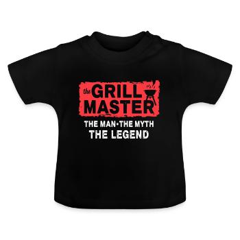 The Grillmaster BBQ Grillen Kultspruch - Baby Bio-T-Shirt mit Rundhals - Schwarz - Vorne