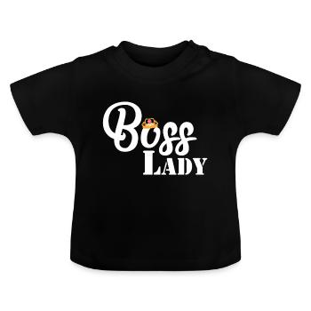 Boss Lady - Baby Organic T-Shirt with Round Neck - black - Front