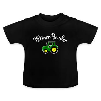 Kleiner und großer Bruder Traktor Brüder Bauernhof - Baby Bio-T-Shirt mit Rundhals - Schwarz - Vorne
