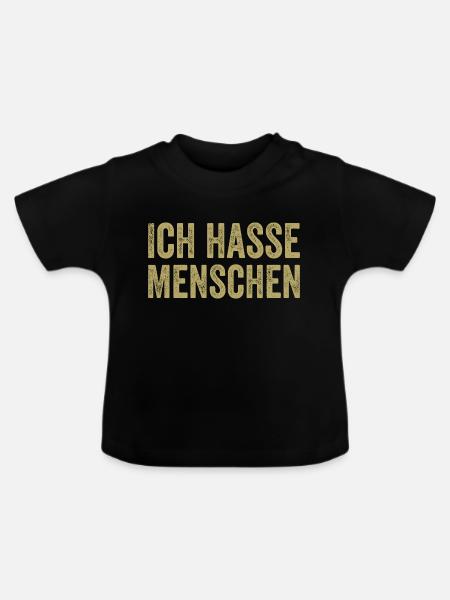 Ich hasse Menschen - Baby Bio-T-Shirt mit Rundhals - Schwarz