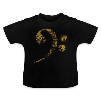 Bassschlüssel. Bass Clef distressed - Baby Bio-T-Shirt mit Rundhals - Schwarz - Vorne