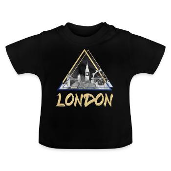 London Uk UK England Skyline City - Baby Organic T-Shirt with Round Neck - black - Front