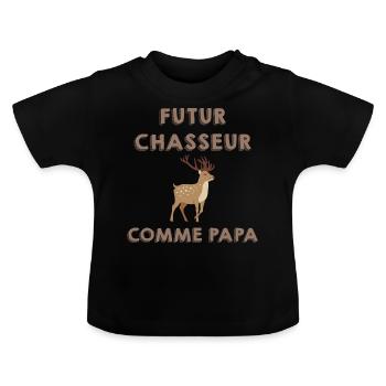 Futur chasseur comme papa cadeau enfant bébé - T-shirt bio col rond Bébé - noir - Devant