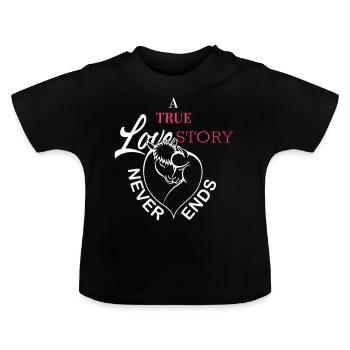 Alpaka Lama Love Story - Baby Bio-T-Shirt mit Rundhals - Schwarz - Vorne