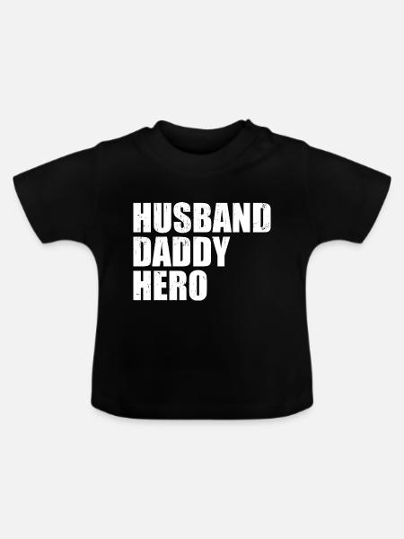 Ehemann Daddy Hero - Baby Bio-T-Shirt mit Rundhals - Schwarz