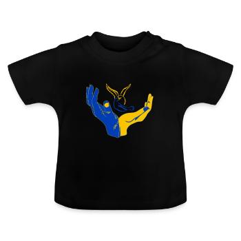 Paix pour l’Ukraine - T-shirt bio col rond Bébé - noir - Devant