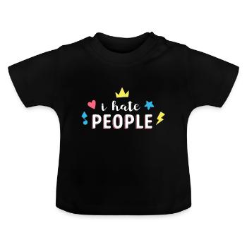 Ich hasse Menschen - Baby Bio-T-Shirt mit Rundhals - Schwarz - Vorne