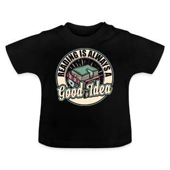 Lire Livres - T-shirt bio col rond Bébé - noir - Devant
