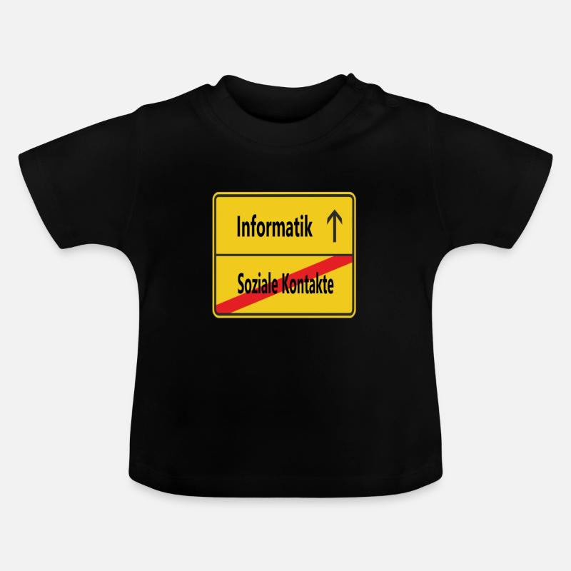 Soziale Kontakte? Informatik - Baby Bio-T-Shirt mit Rundhals - Schwarz