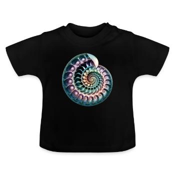Fibonacci Spirale, Muschel, Goldener Schnitt - Baby Bio-T-Shirt mit Rundhals - Schwarz - Vorne