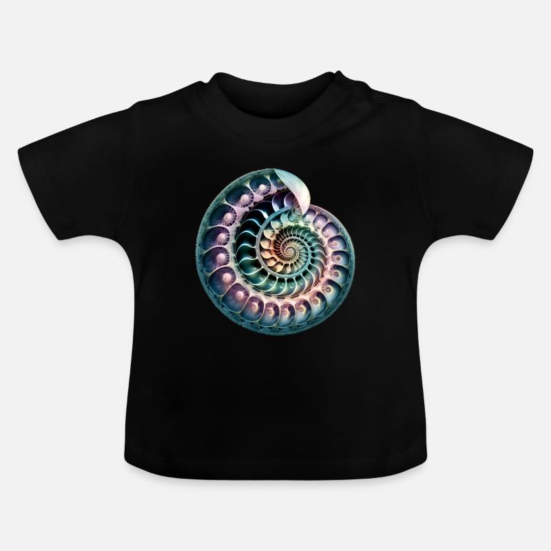 Spirale de Fibonacci, coquille, nombre d’or - T-shirt bio col rond Bébé - noir