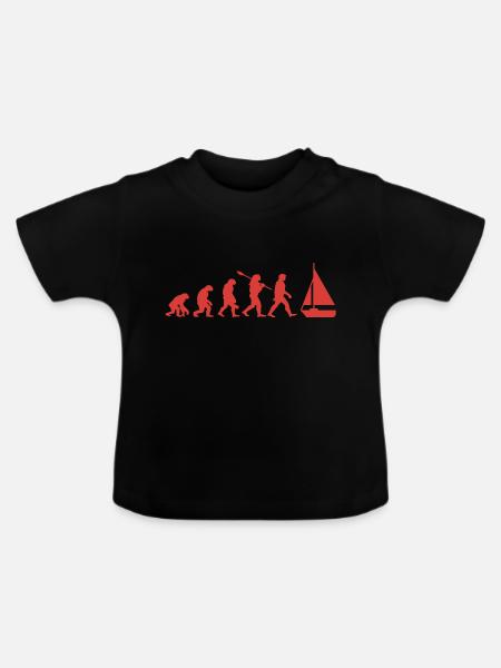Evolution Segelboot Boot - Baby Bio-T-Shirt mit Rundhals - Schwarz