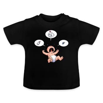 CD - Baby Kreisch Flasche Windel Schnuller Essen - - Baby Bio-T-Shirt mit Rundhals - Schwarz - Vorne