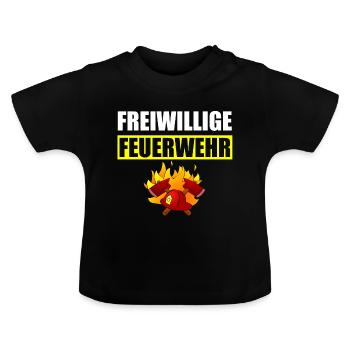 Freiwillige Feuerwehr - Baby Bio-T-Shirt mit Rundhals - Schwarz - Vorne