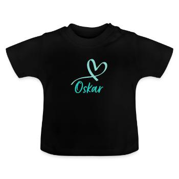Vêtements bébé doux nom Oskar - T-shirt bio col rond Bébé - noir - Devant