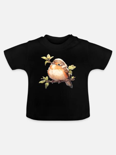 Singvogel - Baby Bio-T-Shirt mit Rundhals - Schwarz