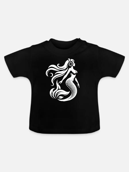 Die DJ-Meerjungfrau - Baby Bio-T-Shirt mit Rundhals - Schwarz