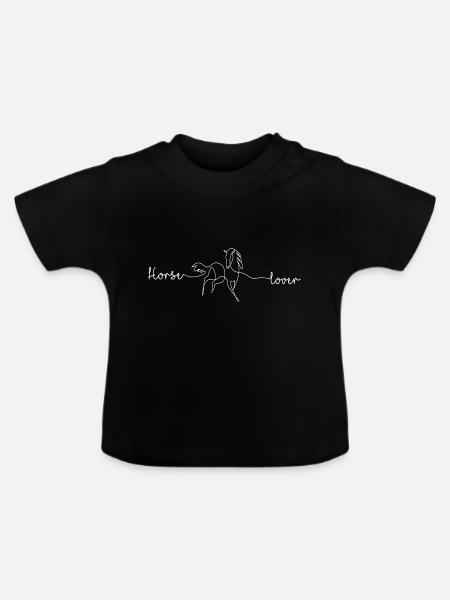 Pferd - Baby Bio-T-Shirt mit Rundhals - Schwarz