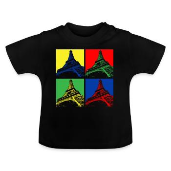 Eiffel tower - Baby Organic T-Shirt with Round Neck - black - Front