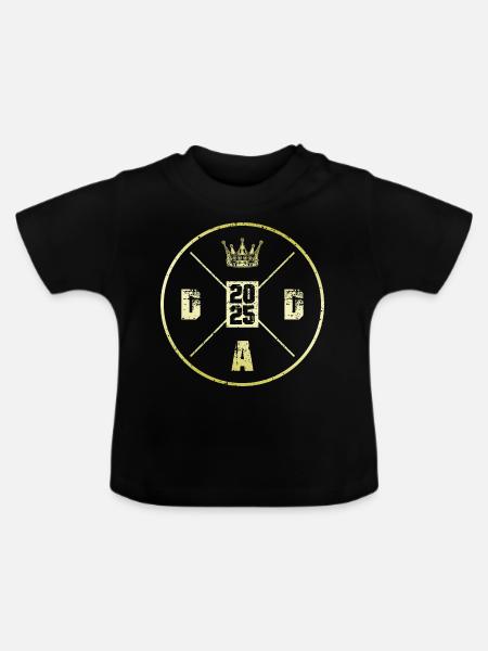 Dad 2025 Vaterschaft Papa - Baby Bio-T-Shirt mit Rundhals - Schwarz