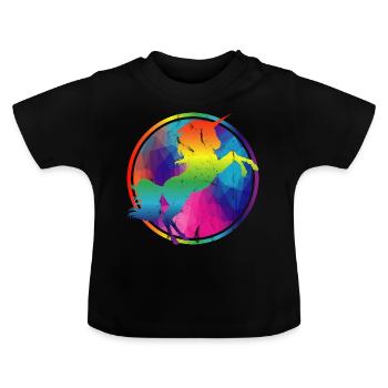 Cadeau géo coloré de l'arc-en-ciel de la Licorne colorée - T-shirt bio col rond Bébé - noir - Devant