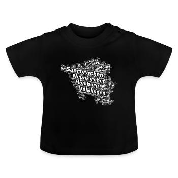 Saarland Bundesland: Saarländische Städte - Baby Bio-T-Shirt mit Rundhals - Schwarz - Vorne