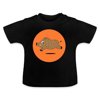 Jagd auf gejagte Wildschweinjäger - Baby Bio-T-Shirt mit Rundhals - Schwarz - Vorne