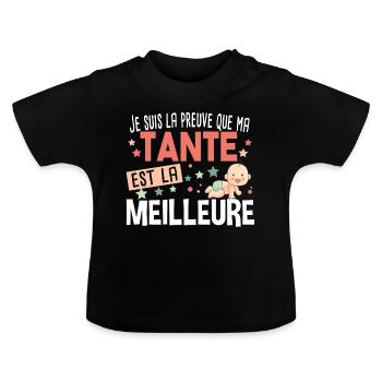 Tante Bébé Cadeau Nourrisson Naissance - T-shirt bio col rond Bébé - noir - Devant