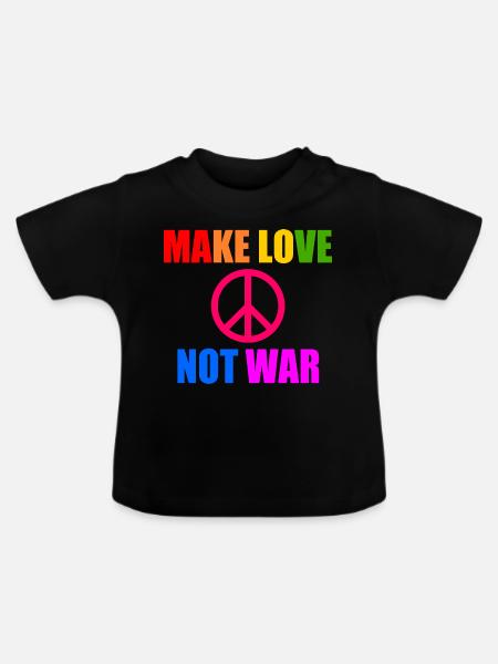 Make love not war - Baby Bio-T-Shirt mit Rundhals - Schwarz