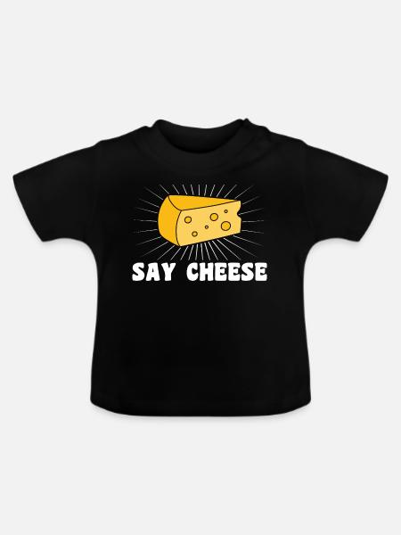 Say cheese - Baby Bio-T-Shirt mit Rundhals - Schwarz