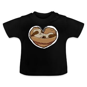 Paresseux de la Saint-Valentin - T-shirt bio col rond Bébé - noir - Devant