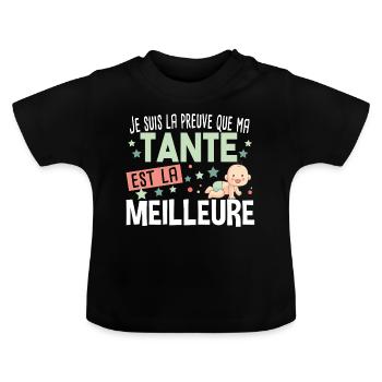 Tante Bébé Cadeau Nourrisson Naissance - T-shirt bio col rond Bébé - noir - Devant