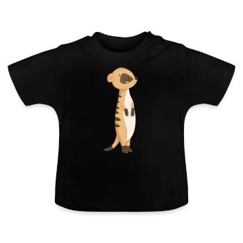 Sweet Meerkat - Baby Organic T-Shirt with Round Neck - black - Front