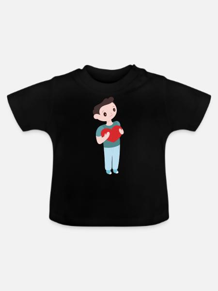 Junge mit Herz - Baby Bio-T-Shirt mit Rundhals - Schwarz