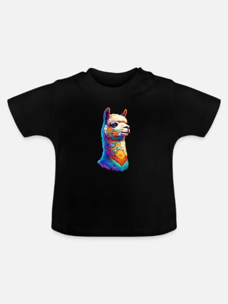 Alpaka - Baby Bio-T-Shirt mit Rundhals - Schwarz