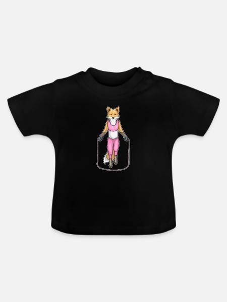 Fuchs Seilspringen Springseil Fitness - Baby Bio-T-Shirt mit Rundhals - Schwarz