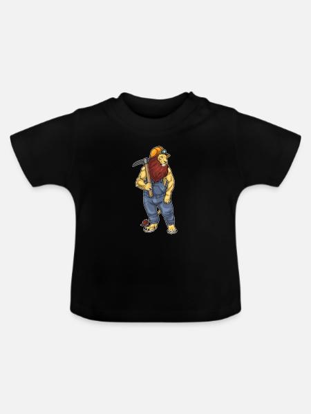 Löwe Bergarbeiter Spitzhacke Bergbau - Baby Bio-T-Shirt mit Rundhals - Schwarz