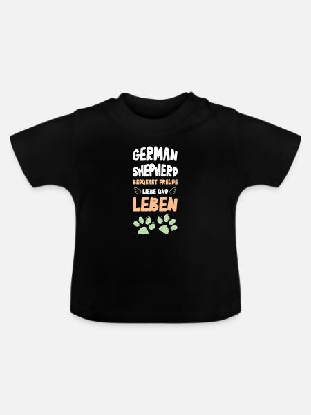 German Shepherd Lebensfreude - Baby Bio-T-Shirt mit Rundhals - Schwarz