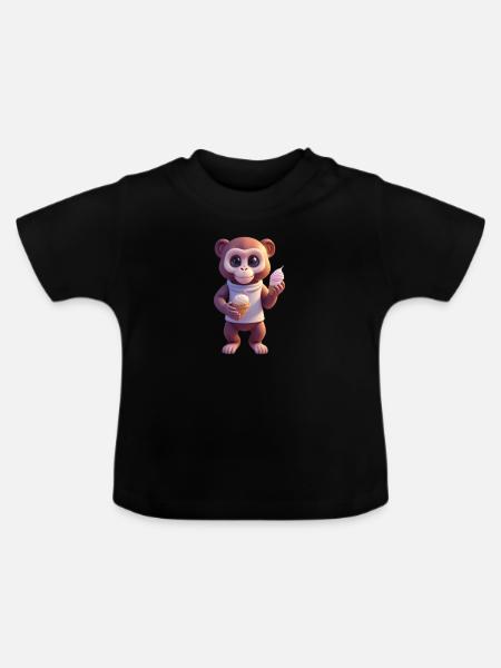 Galaktischer Eisaffe - Baby Bio-T-Shirt mit Rundhals - Schwarz