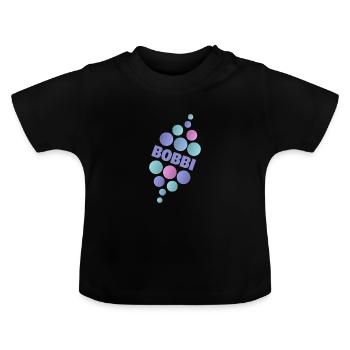 First name Bobbi - Baby Organic T-Shirt with Round Neck - black - Front