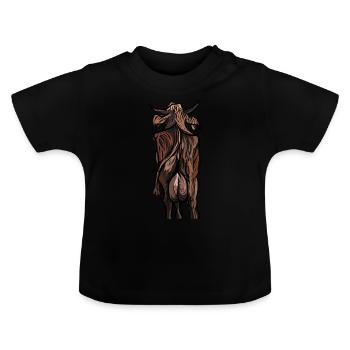 Cow strong from behind with udder - Baby Organic T-Shirt with Round Neck - black - Front