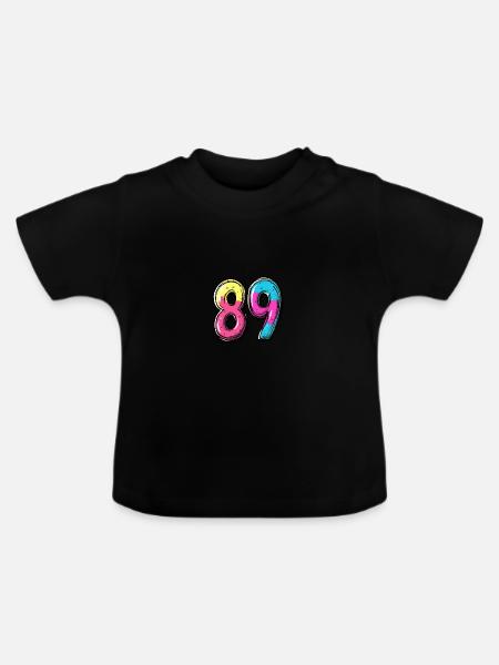89 Zahl Comic - Baby Bio-T-Shirt mit Rundhals - Schwarz