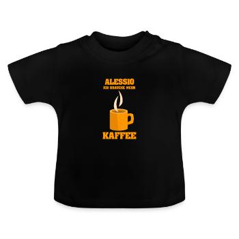 Kaffee für Alessio Cafe Kaffetasse - Baby Bio-T-Shirt mit Rundhals - Schwarz - Vorne
