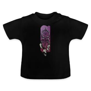 Whispers of Dreams: The Dreamcatcher - Baby Organic T-Shirt with Round Neck - black - Front