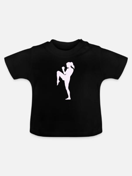 Frau Kampfsport Dynamischer Kick - Baby Bio-T-Shirt mit Rundhals - Schwarz