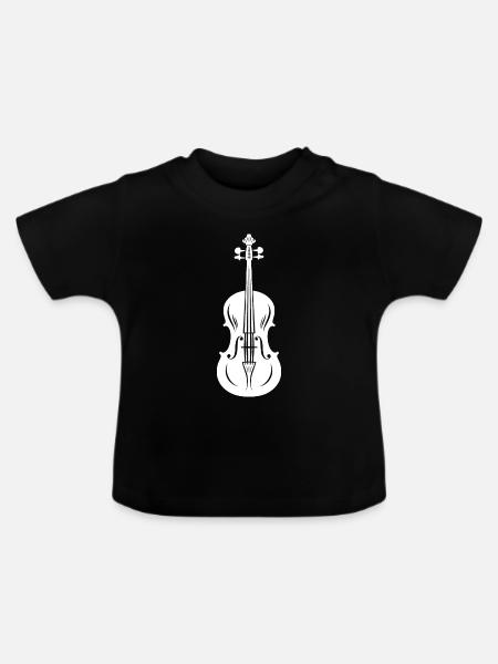 Geige Zeichnung - Baby Bio-T-Shirt mit Rundhals - Schwarz