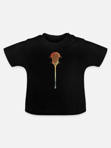 Retro Lacrosseschläger - Baby Bio-T-Shirt mit Rundhals - Schwarz