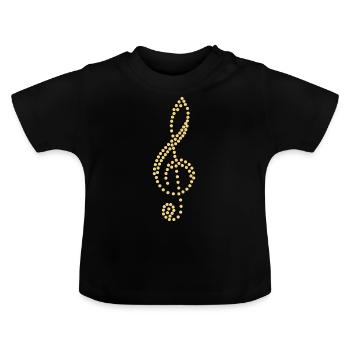 Clef jaune d’or - T-shirt bio col rond Bébé - noir - Devant